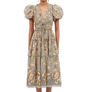 Ulla Johnson Eloisa Puff Sleeve Floral Midi Dress Size 2